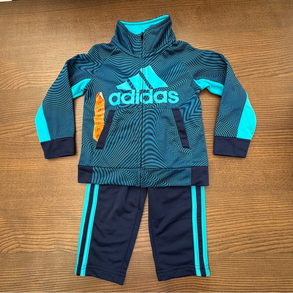 Adidas Boys Teal and Navy 2 Piece Set